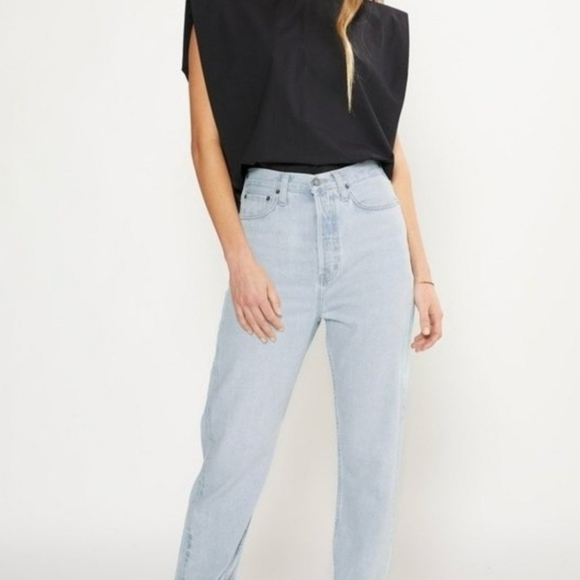 Etica Denim - Etica Pinch Waist Bryce boyfriend jeans Light Wash Raw Hem Size 24